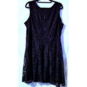 Danny and Nicole Floral Lace Dress Size 16 Sleeveless Purpl Fit & Flare Feminine